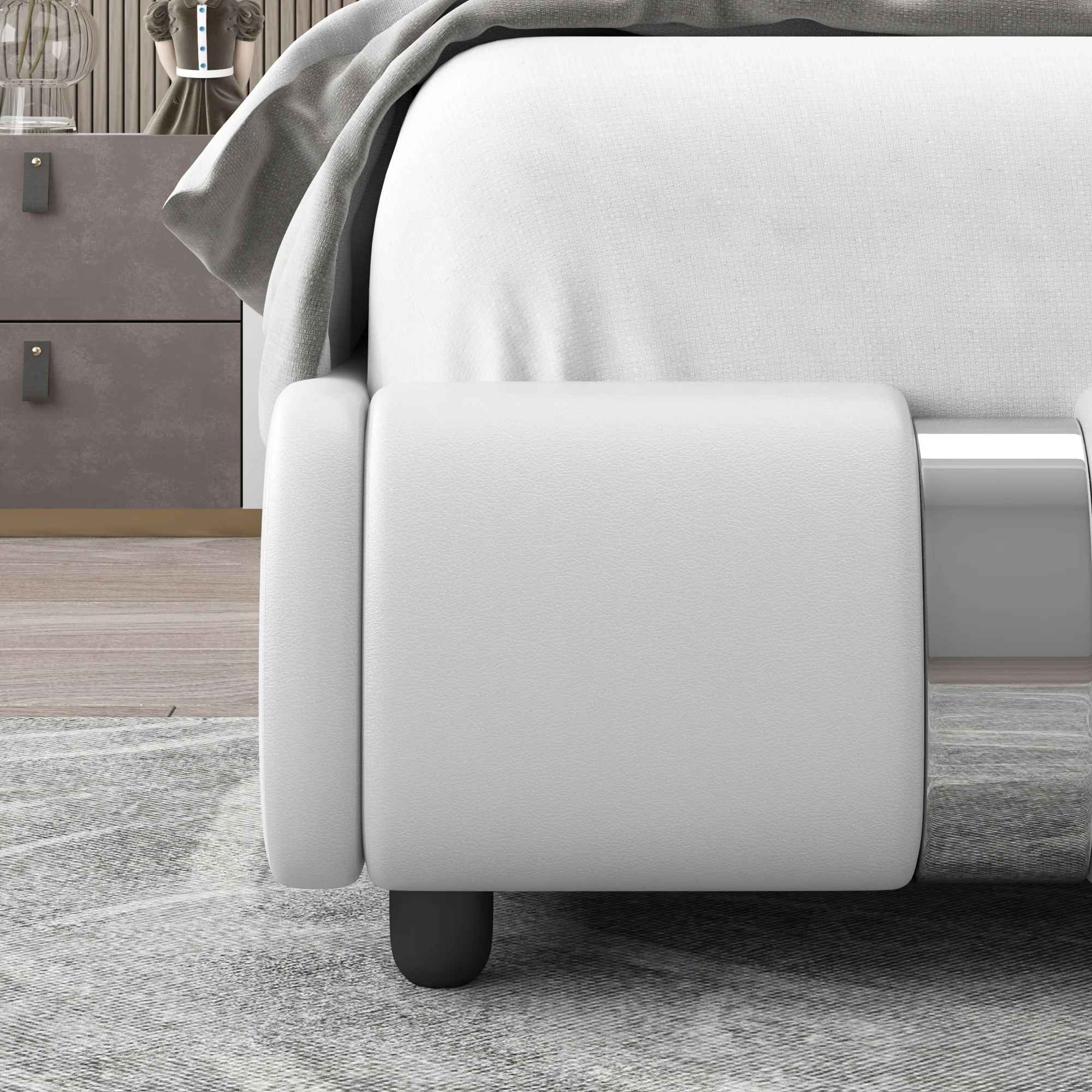 Conshohocken Low Profile Modern Leather Upholstered Platform Bed-King thumbnail 3