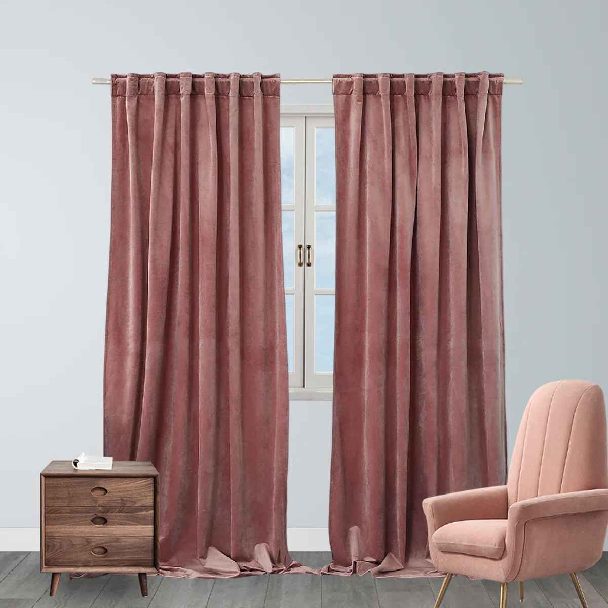 Velvet Room Darkening Curtain Pair-96" thumbnail 2