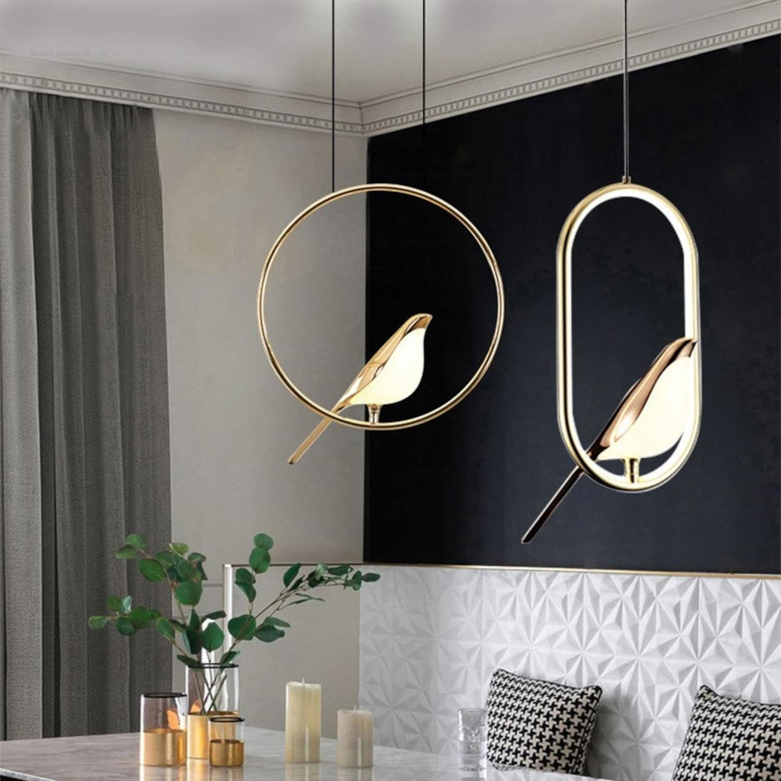 LED pendant lights Magpie Bird chandeliers thumbnail 2