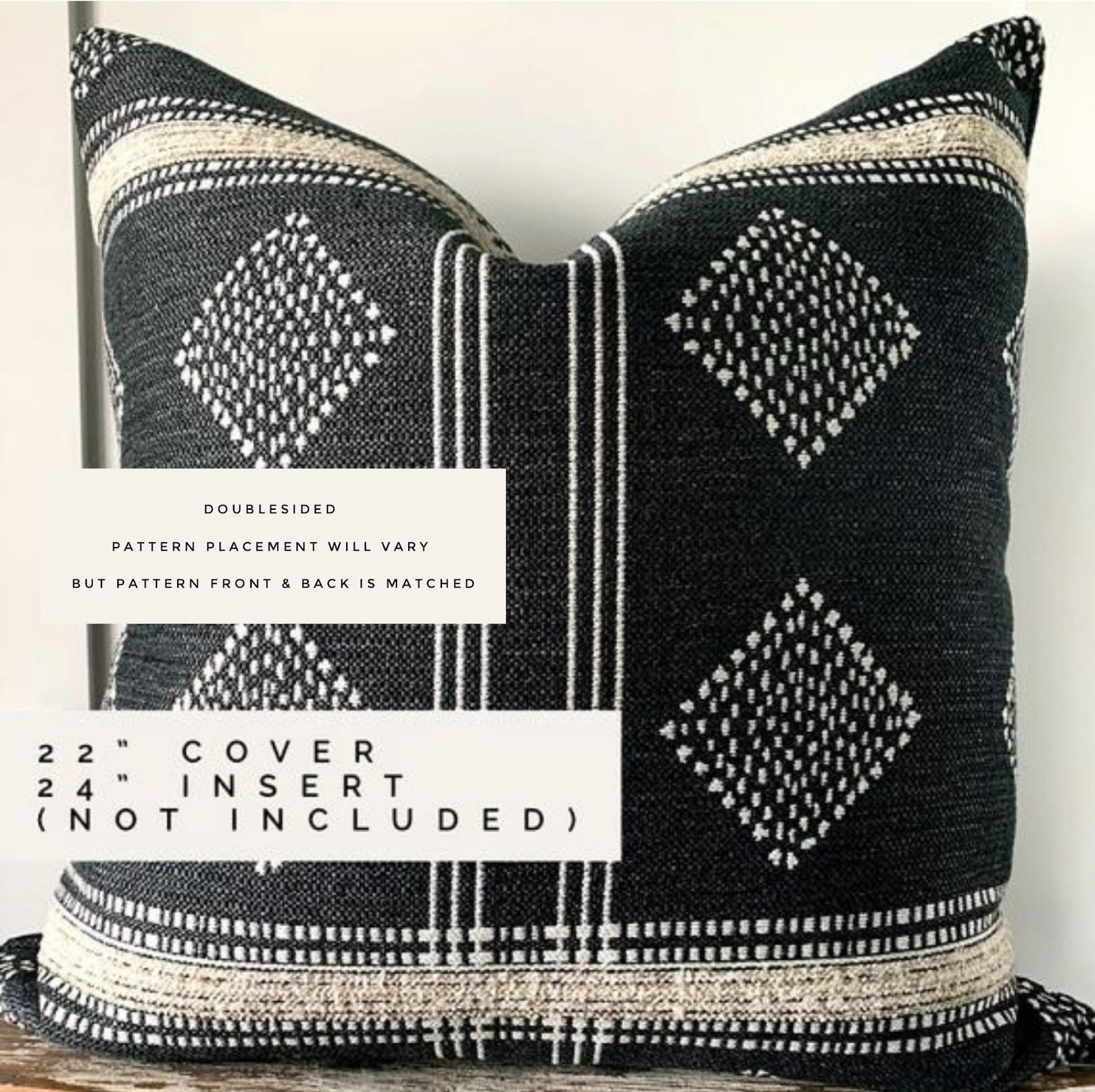 Indoor outdoor Pillow Cover Double Sided Charcoal Gray Black Natural Pillow-22"x22" thumbnail 4