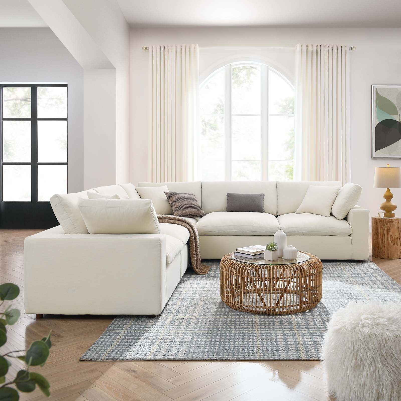 Canon Down Filled Overstuffed 5 Piece 5-Piece Sectional Sofa thumbnail 2