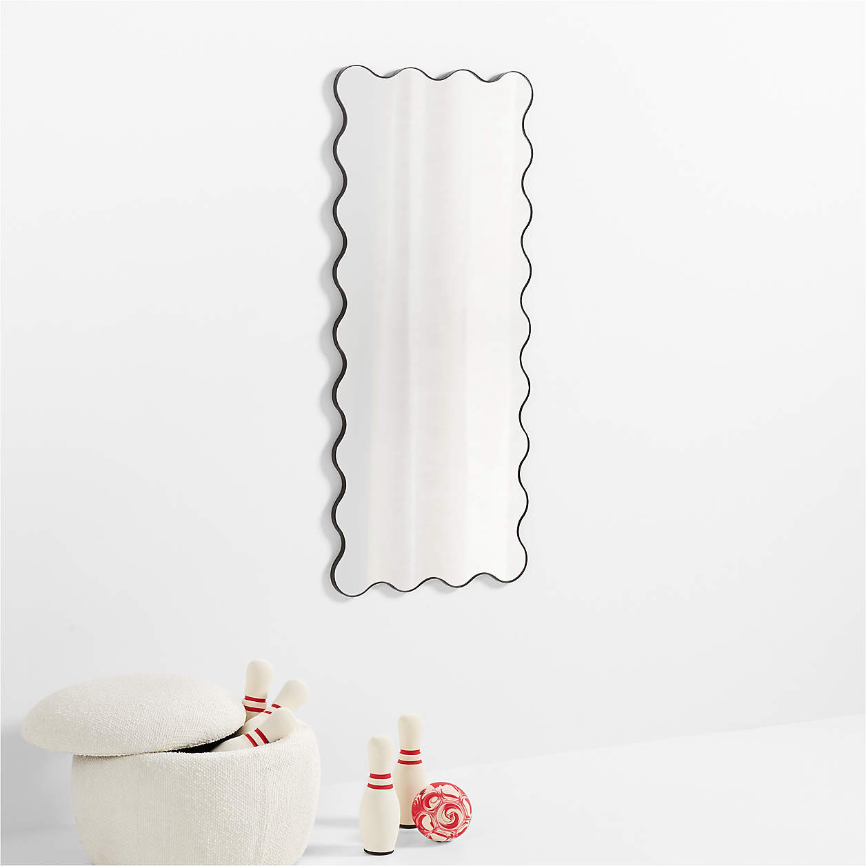 Waveland Black Metal Full-Length Scalloped Wavy Wall Mirror thumbnail 2