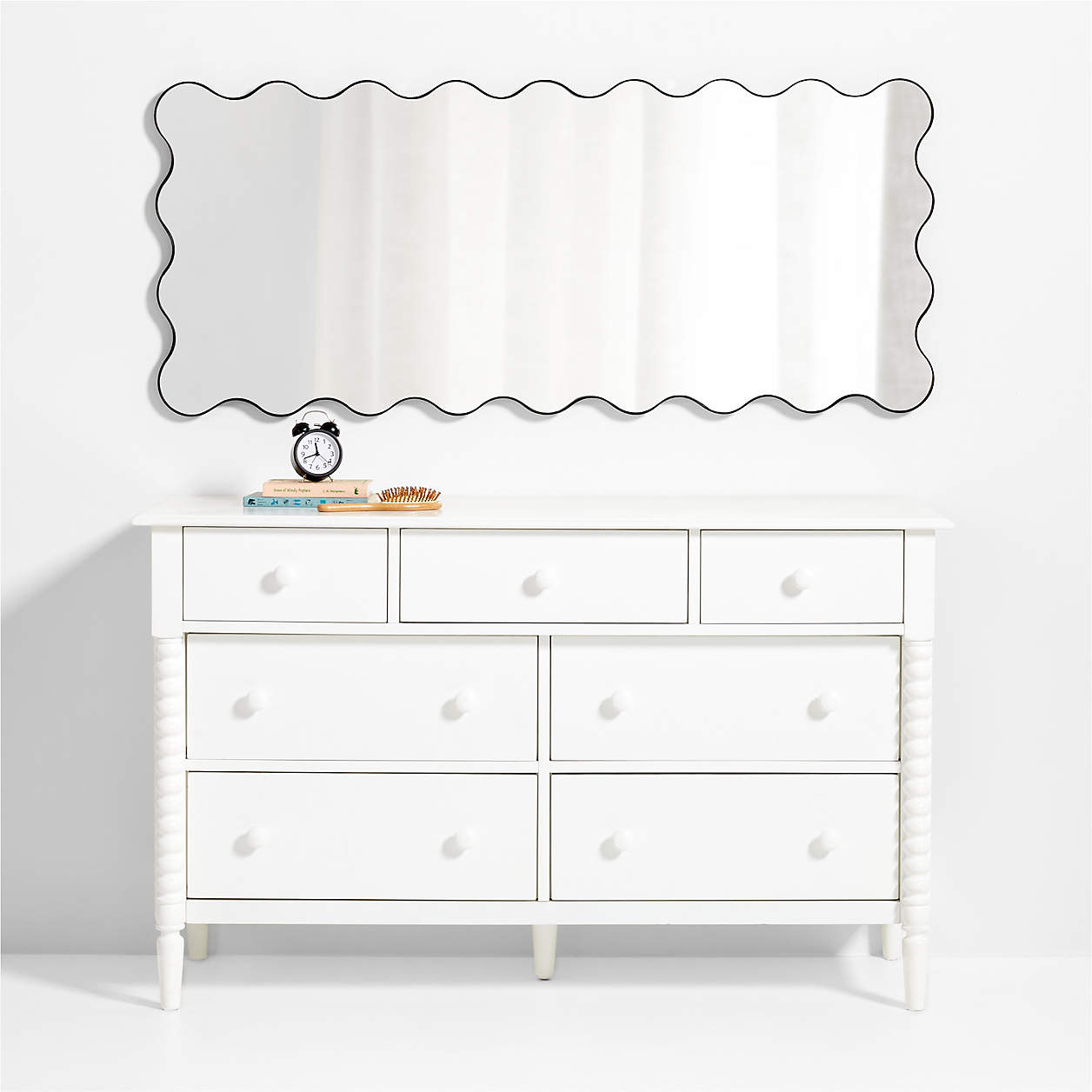 Waveland Black Metal Full-Length Scalloped Wavy Wall Mirror thumbnail 3