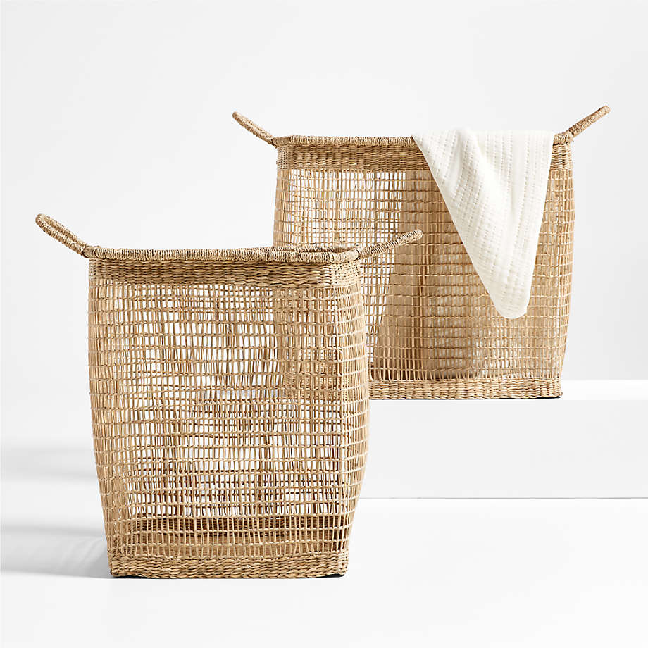 Rybak Medium Square Woven Decorative Blanket Basket thumbnail 4
