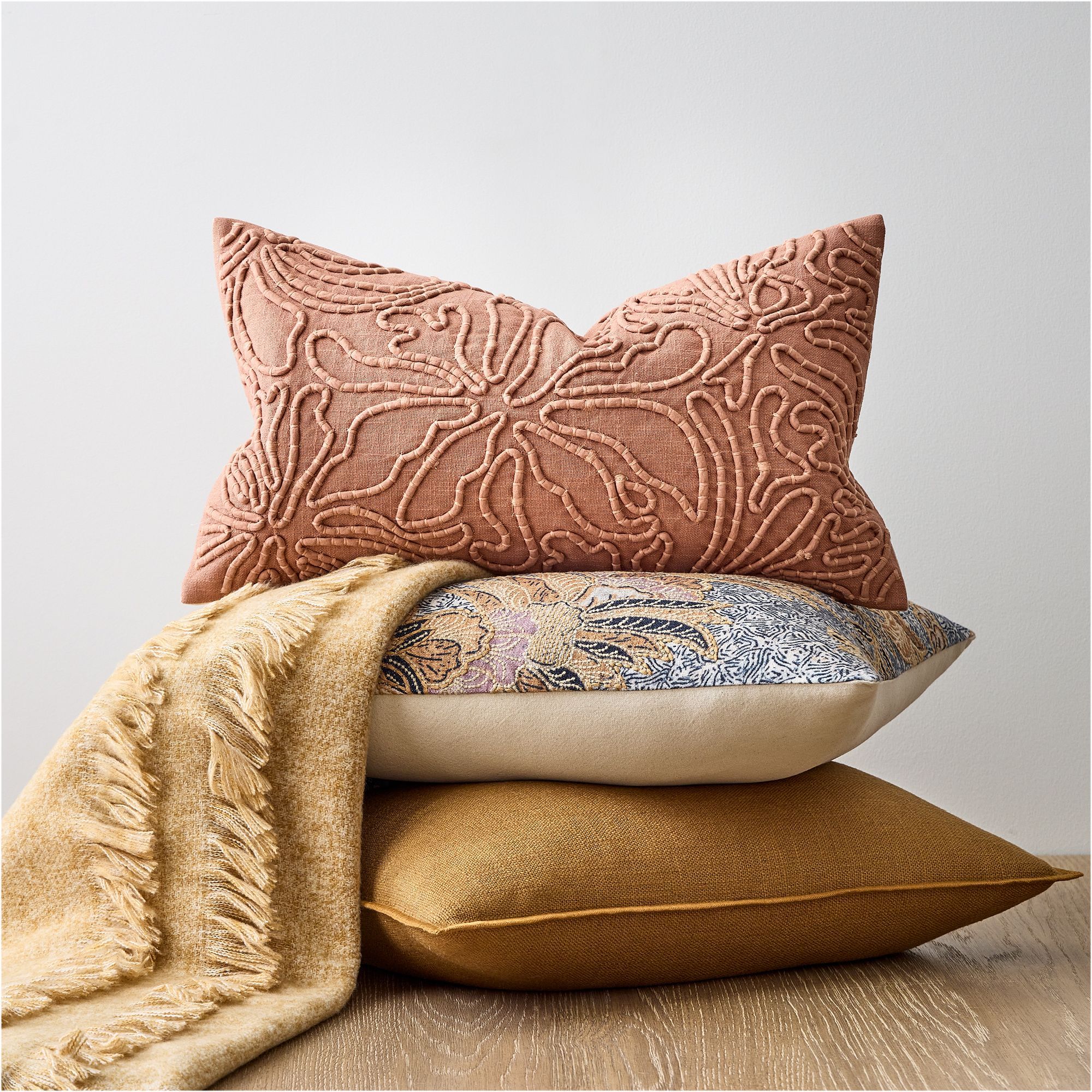 Corded Floral Pillow Cover thumbnail 2