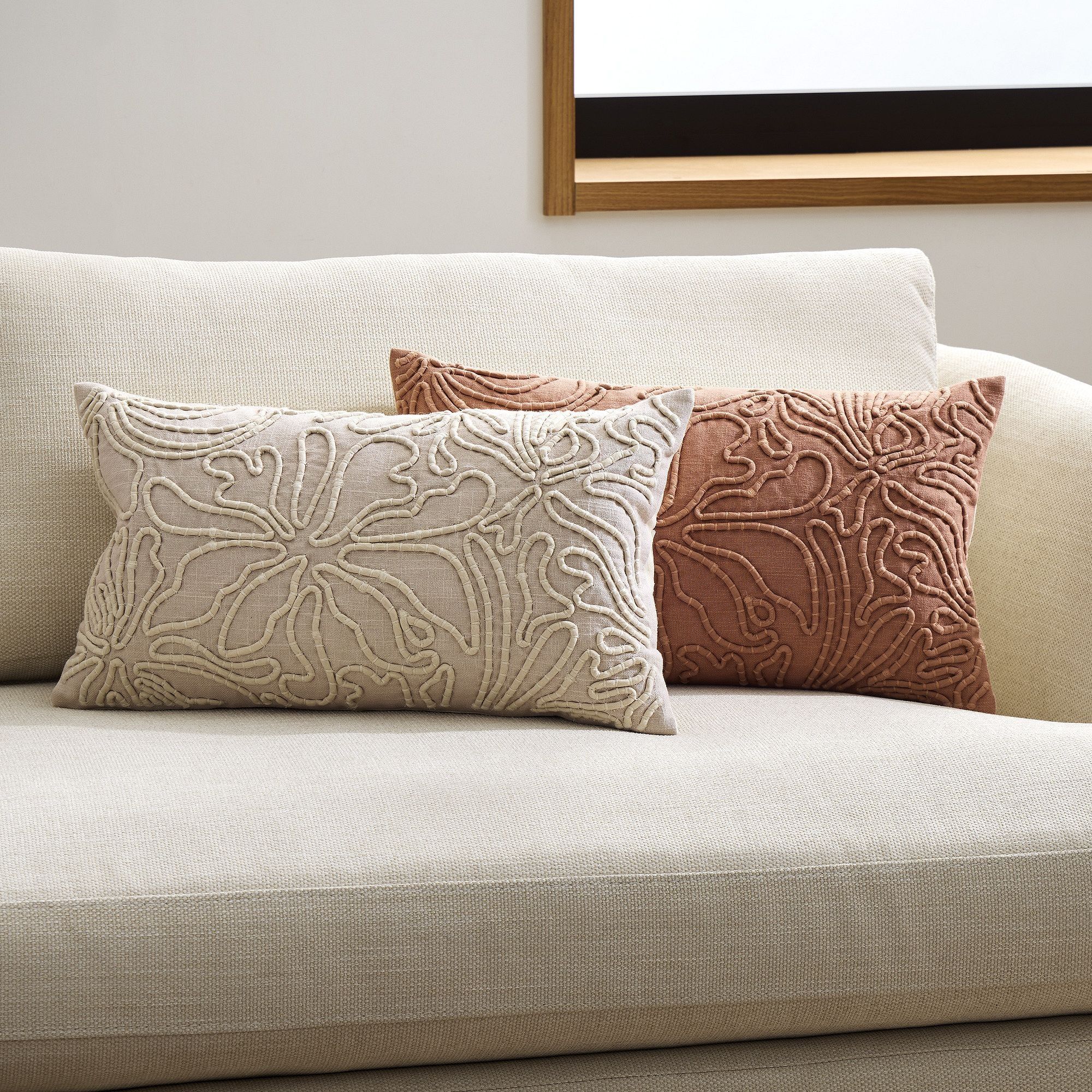 Corded Floral Pillow Cover 12x21 thumbnail 2