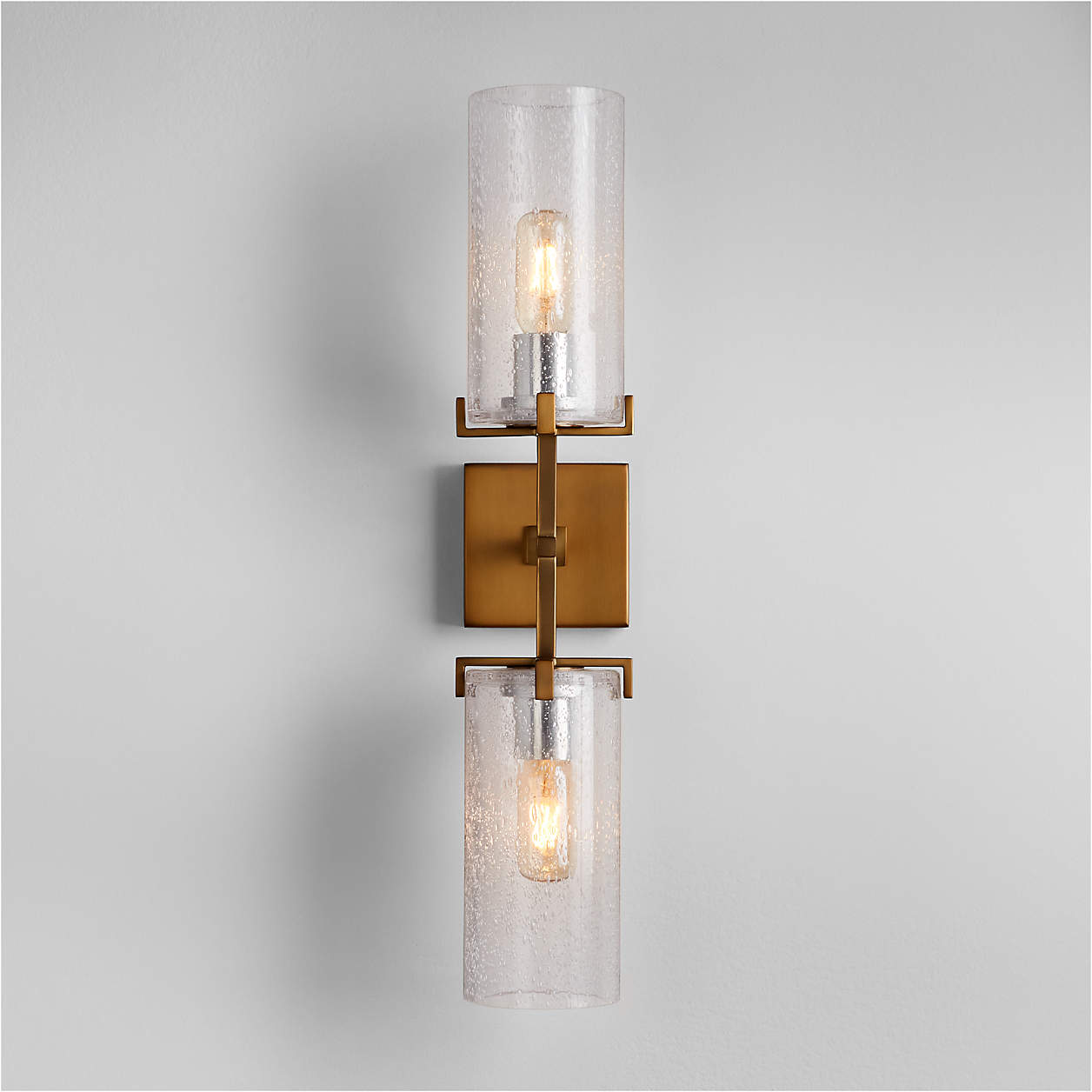 Coquina 2 Light Burnished Brass Wall Sconce with Glass Shades thumbnail 2