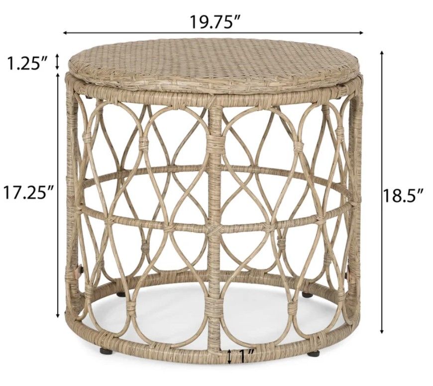 Abagaile Outdoor Wicker Side Table thumbnail 3