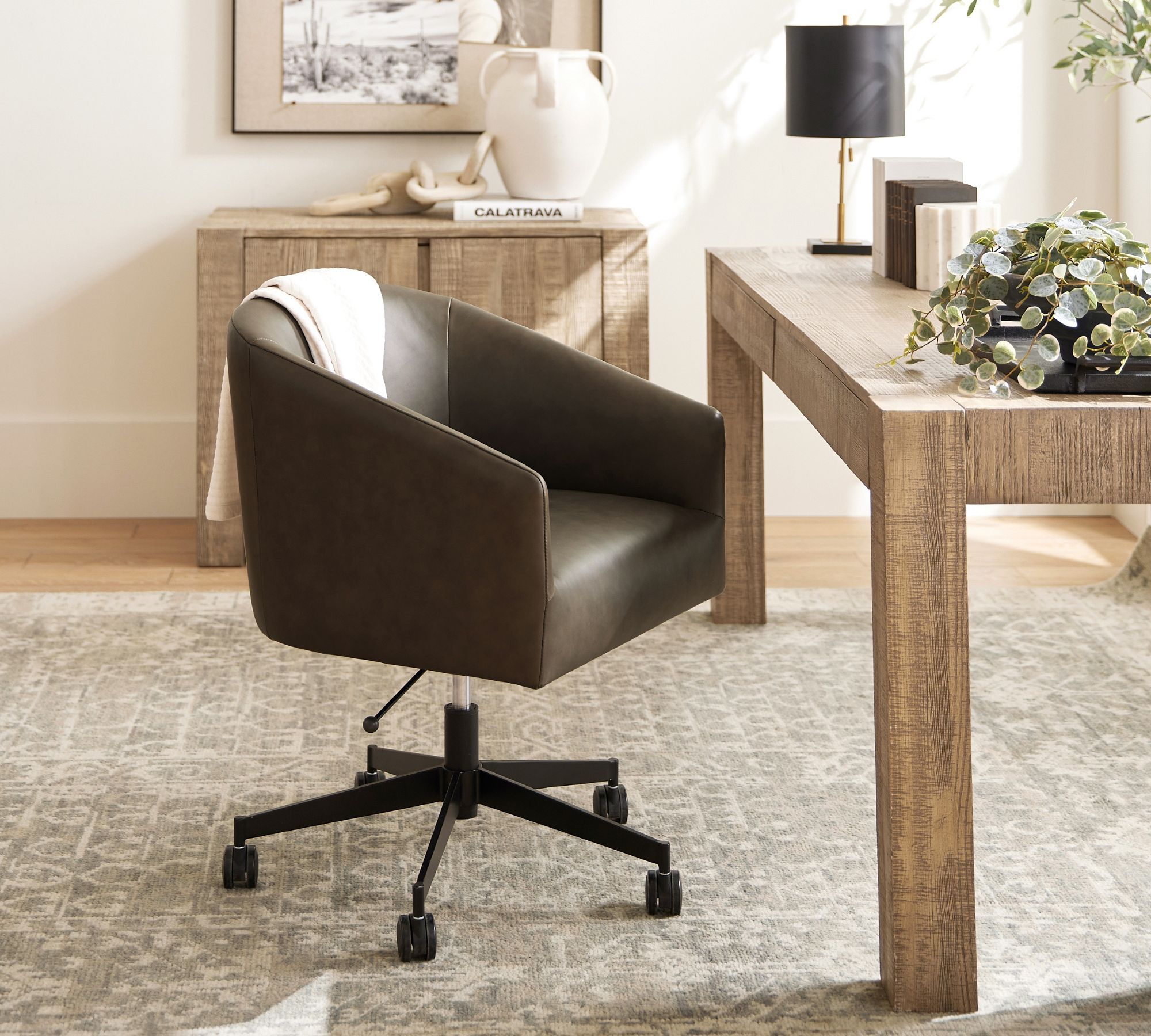 Baldwin Leather Swivel Desk Chair thumbnail 2