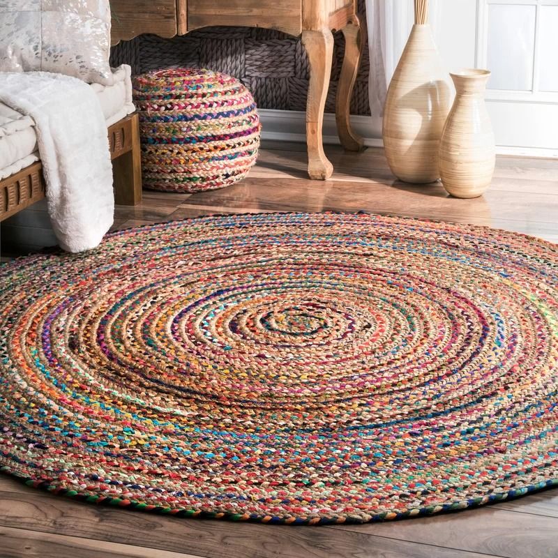 Lovetto Bohemian Handmade Braided Red Rug thumbnail 2