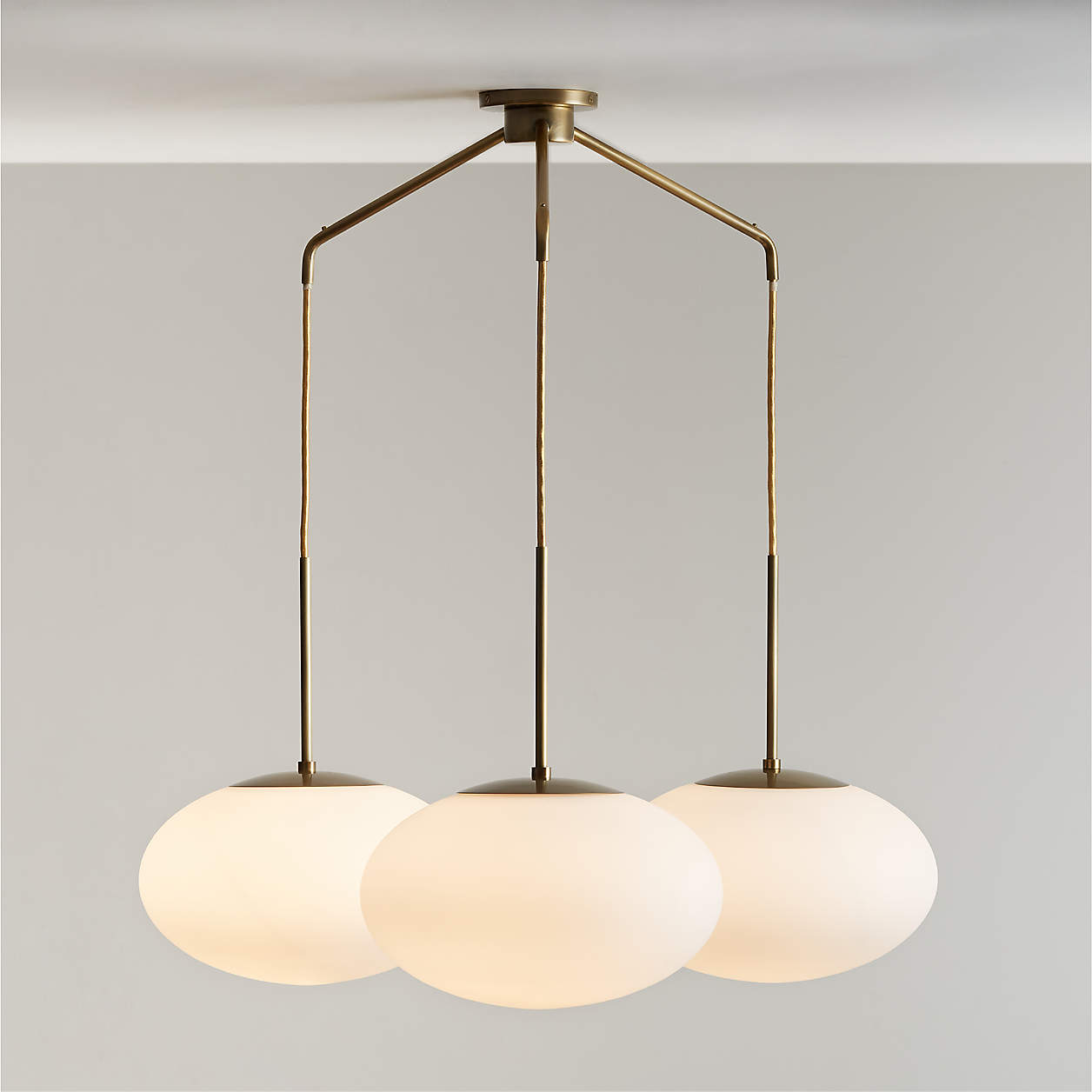 Moon Brass and Glass 3-Light Chandelier thumbnail 2