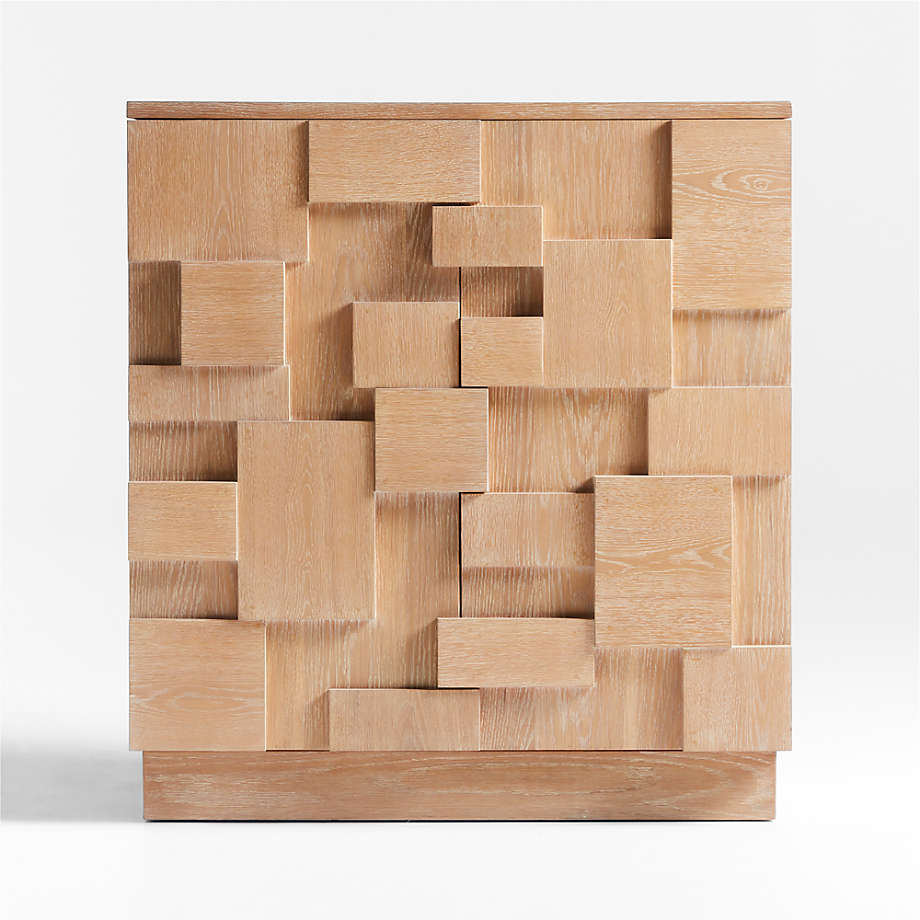 Ezra Natural Rye Wood Bar Cabinet with Shelves thumbnail 3