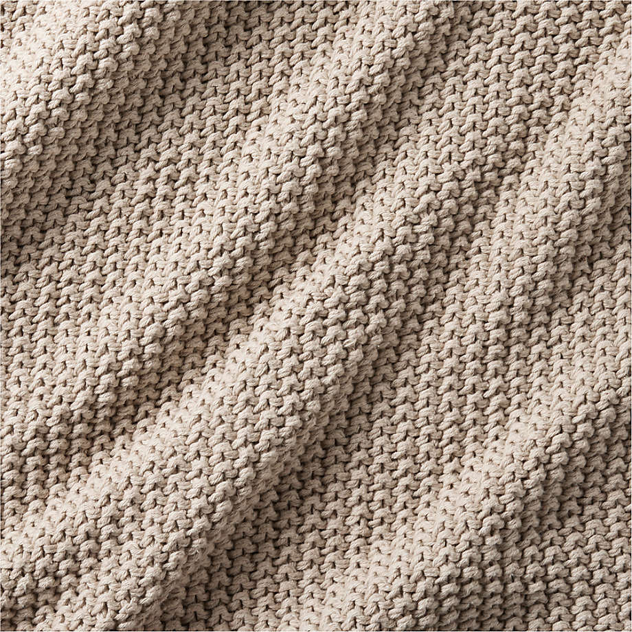 Organic Cotton Sand Beige Chunky Knit Bed Throw Blanket thumbnail 2