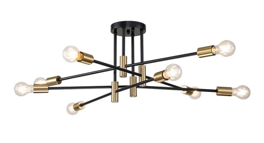 Linear Sputnik Semi Flush Mount Ceiling Light thumbnail 4