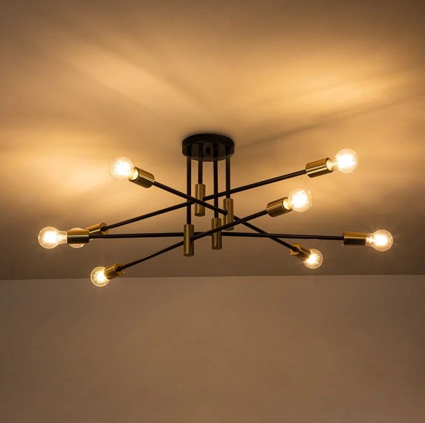 Linear Sputnik Semi Flush Mount Ceiling Light thumbnail 5