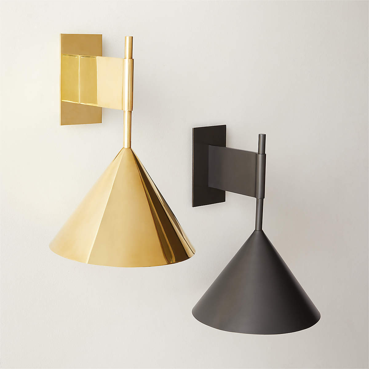Tolio Blackened Brass Conical Wall Sconce Light thumbnail 2