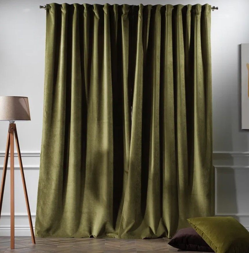 Extra Long and Extra Wide Solid Luxury Matte Velvet Single Curtain Panel thumbnail 2