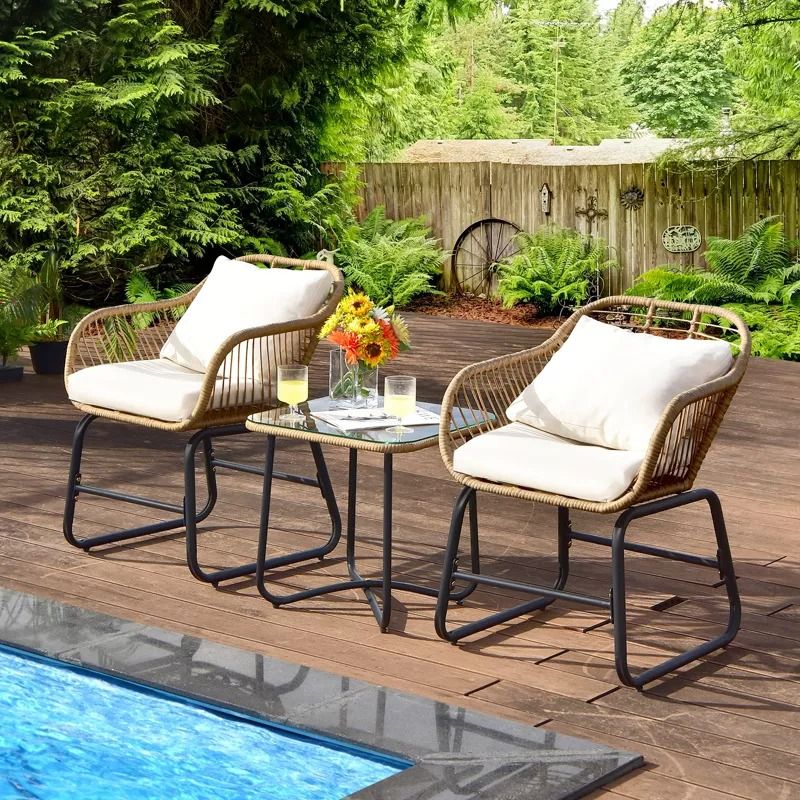 Patio Rattan Furniture Set Outdoor Bistro Set thumbnail 2