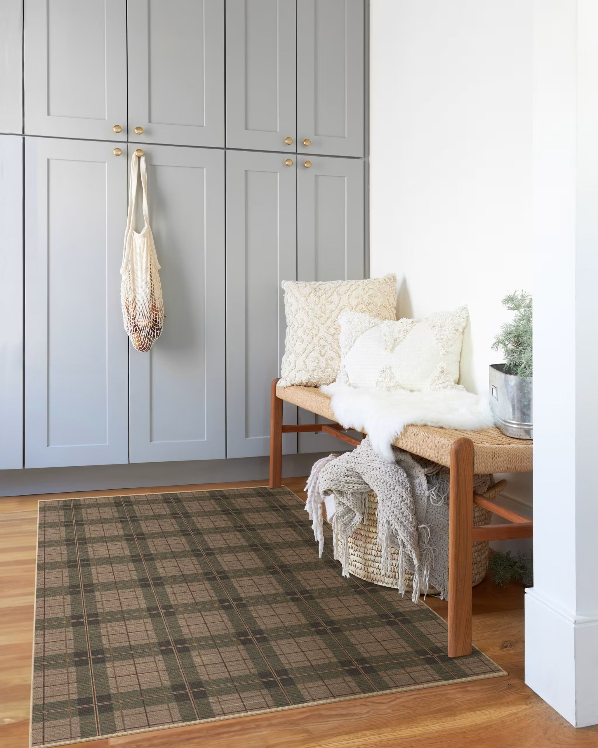 Alfie Plaid Natural and Green Rug-9'x12' thumbnail 4