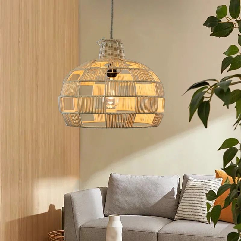 Adamsburg 1 Light Rattan Plug In Swag Natural Pendant thumbnail 2