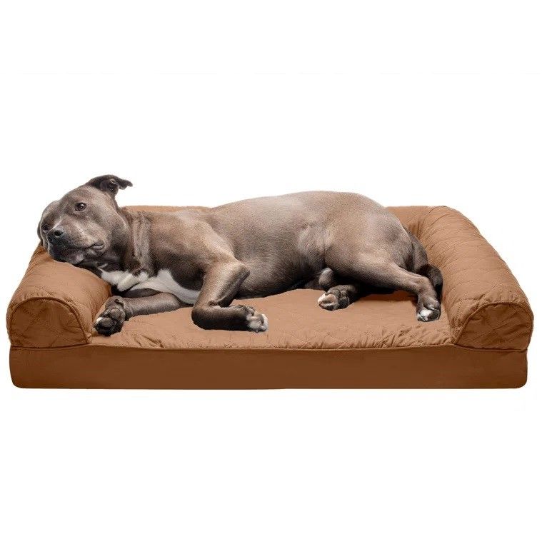 Quilted Orthopedic Bolster Sofa Pet Bed thumbnail 2