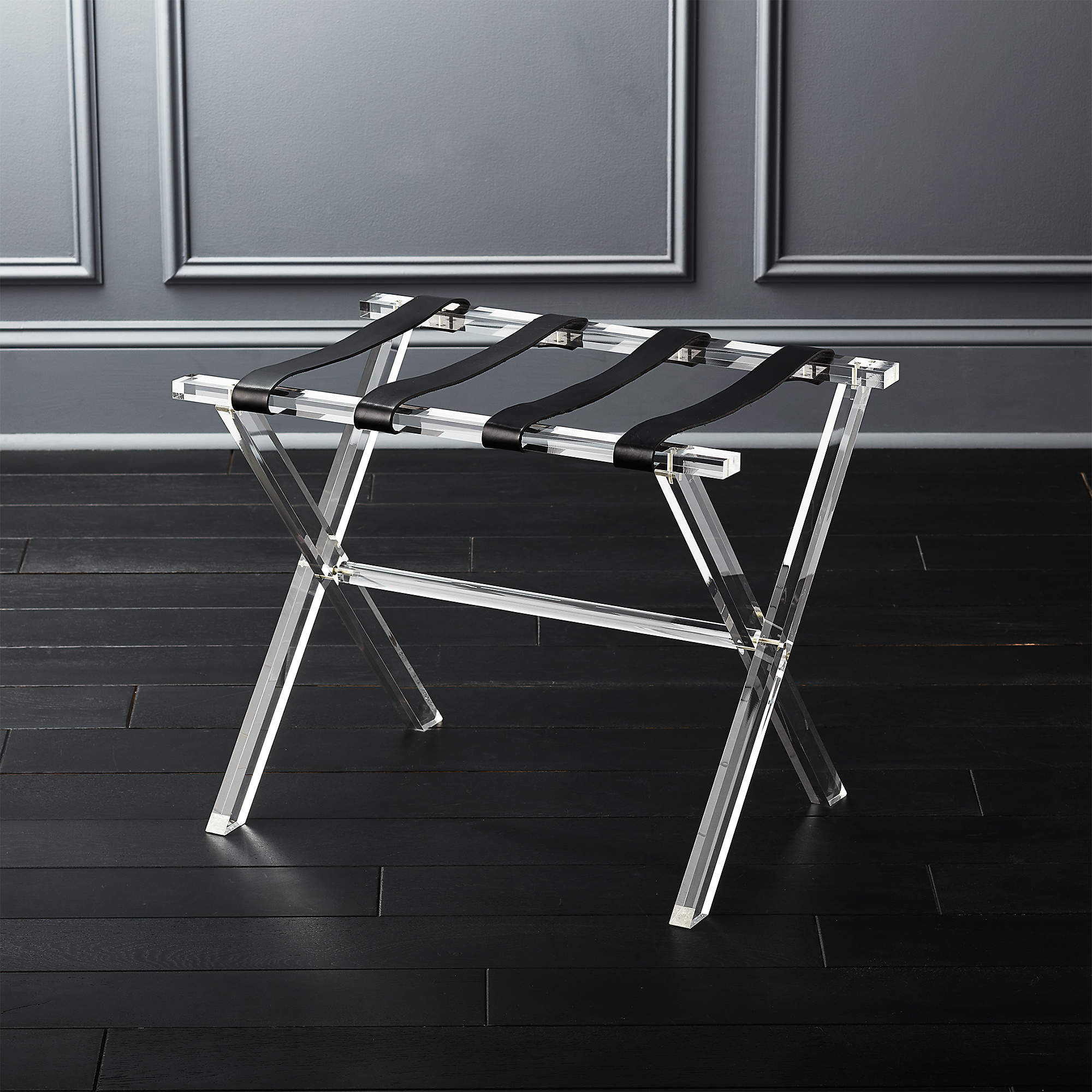 Acrylic and Leather Luggage Rack thumbnail 2