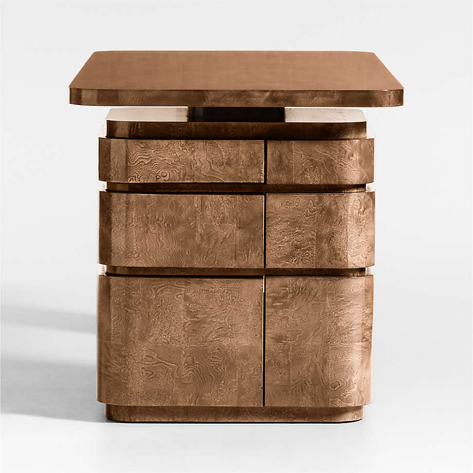 Greye 60 Burl Wood Desk with Swivel Drawers thumbnail 4