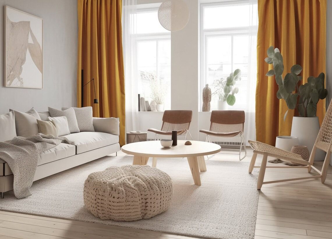 Mustard Yellow Velvet Look Extra Long Curtain thumbnail 2