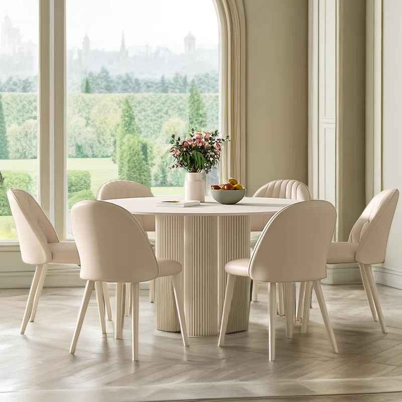 Vasa Round Stone Top Metal Base Dining Table thumbnail 3