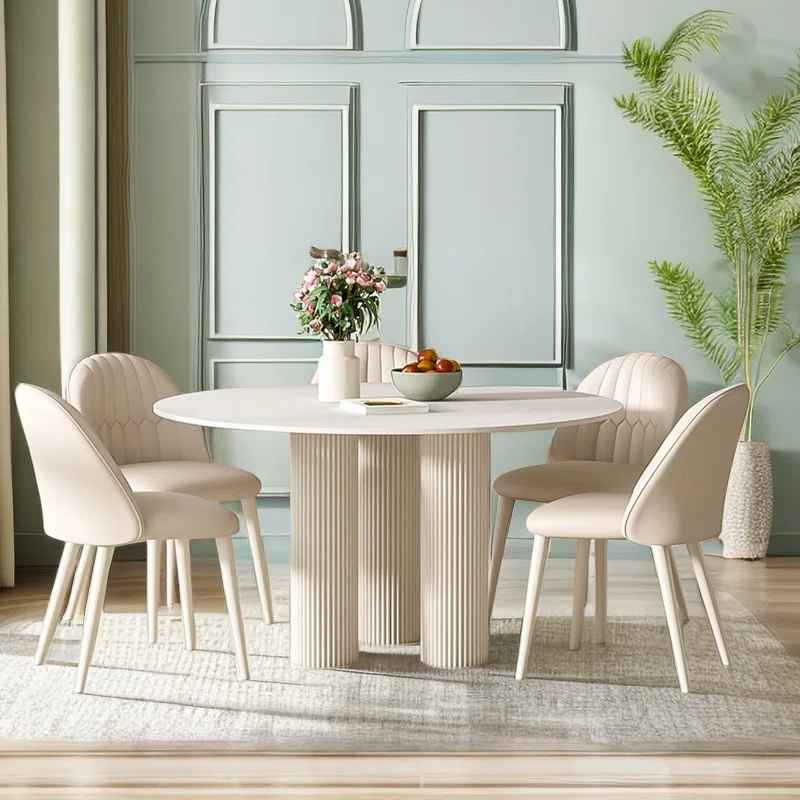 Vasa Round Stone Top Metal Base Dining Table thumbnail 5