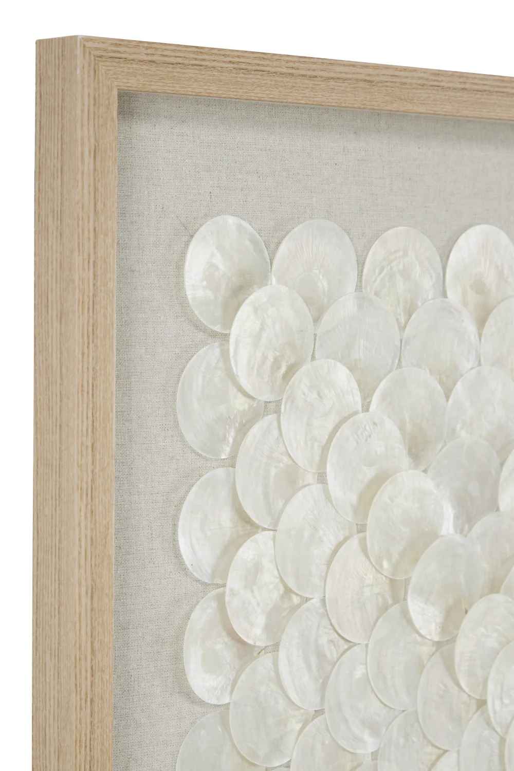 2 Piece Cream Shell Handmade Overlapping Shells Geometric Shadow Box with Canvas Backing-1 thumbnail 5