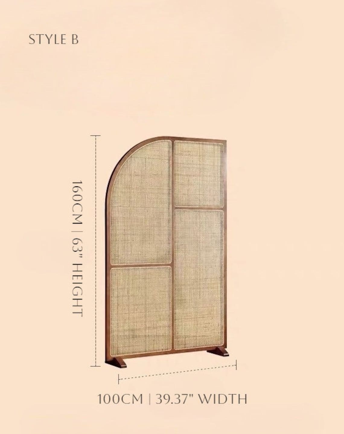 Mid Century Modern Wood Webbing Cane Panel Wall Divider Panel thumbnail 4