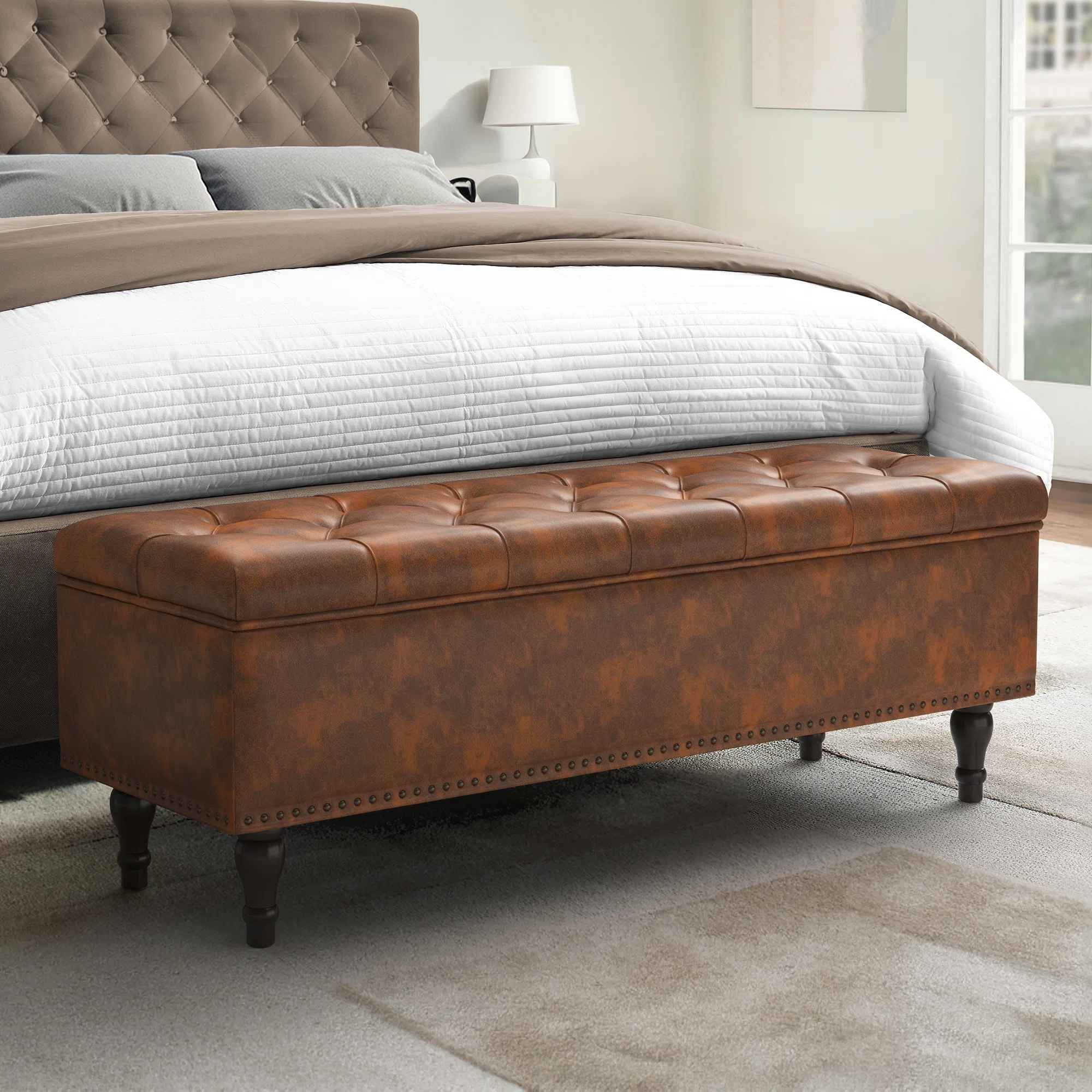 Arlecia Faux Leather Upholstered Storage Bench thumbnail 2