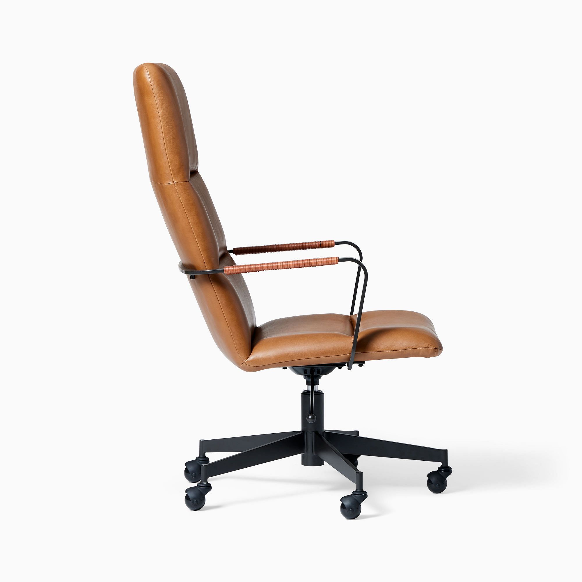 Cooper Mid- Century High Back Leather Swivel Office Chair thumbnail 4