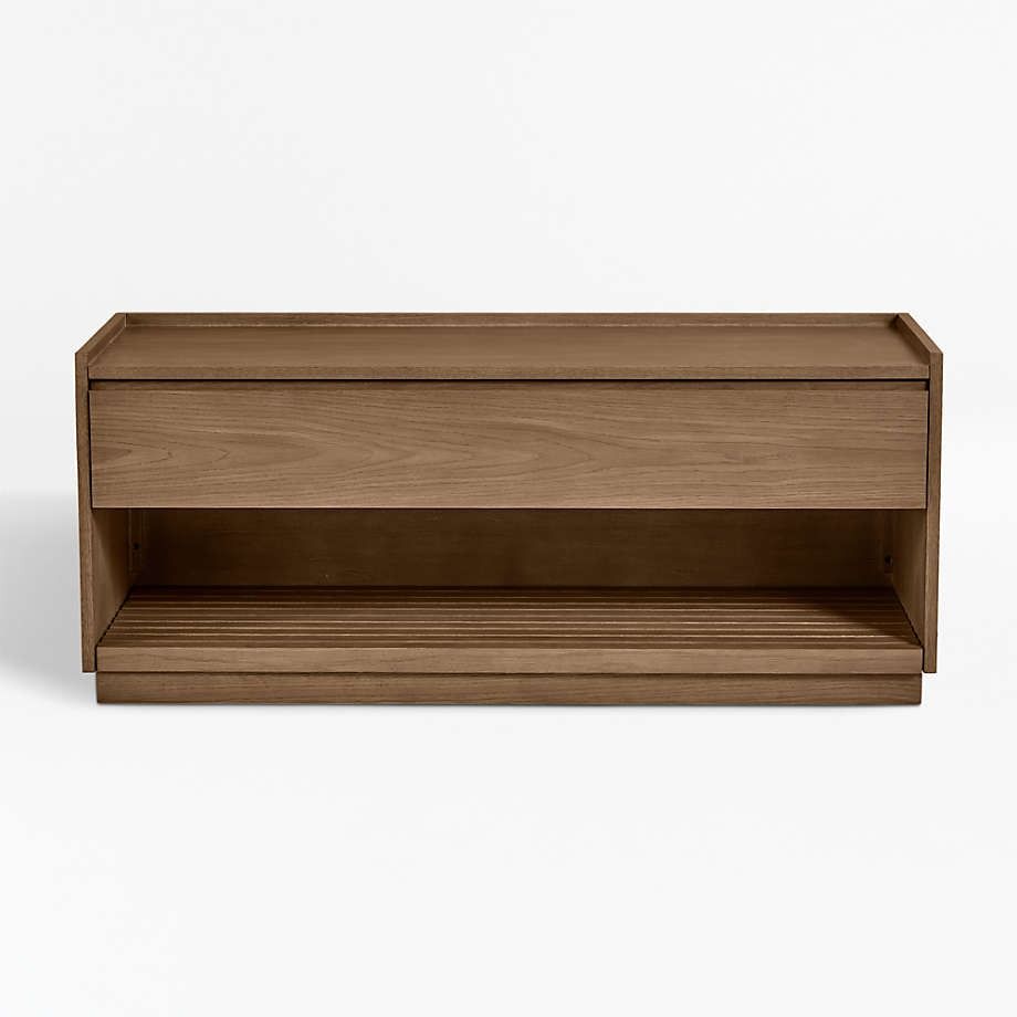 Batten Brown Oak Storage Bench thumbnail 2