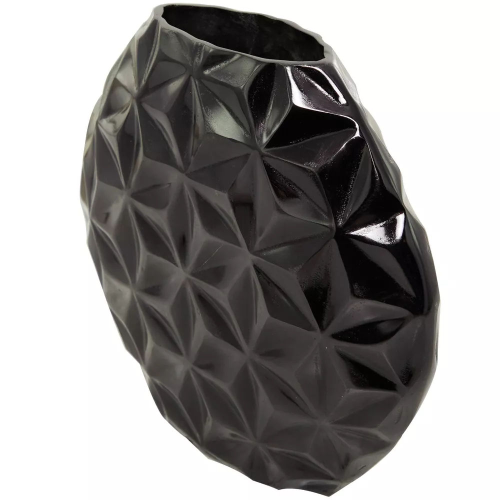 Aluminum Geometric Faceted Vase Black thumbnail 2