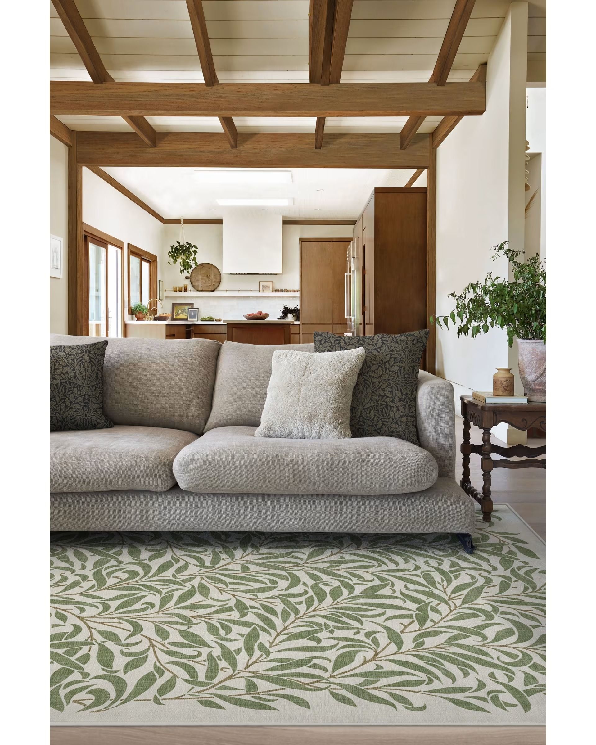 Morris and Co Pure Willow Boughs Green Rug 8x10 thumbnail 2