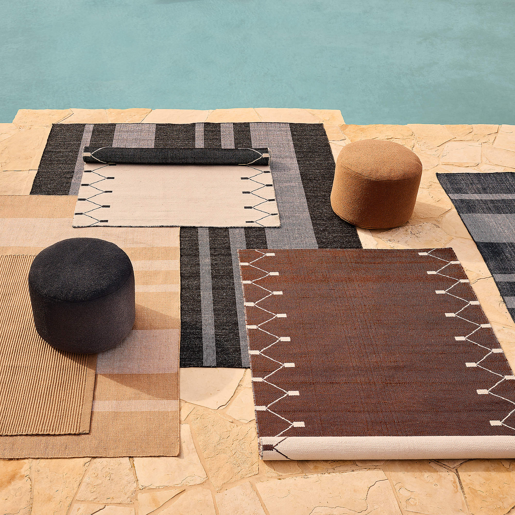 Diver Sand Ribbed Handwoven Indoor outdoor Area Rug 8x10' thumbnail 2