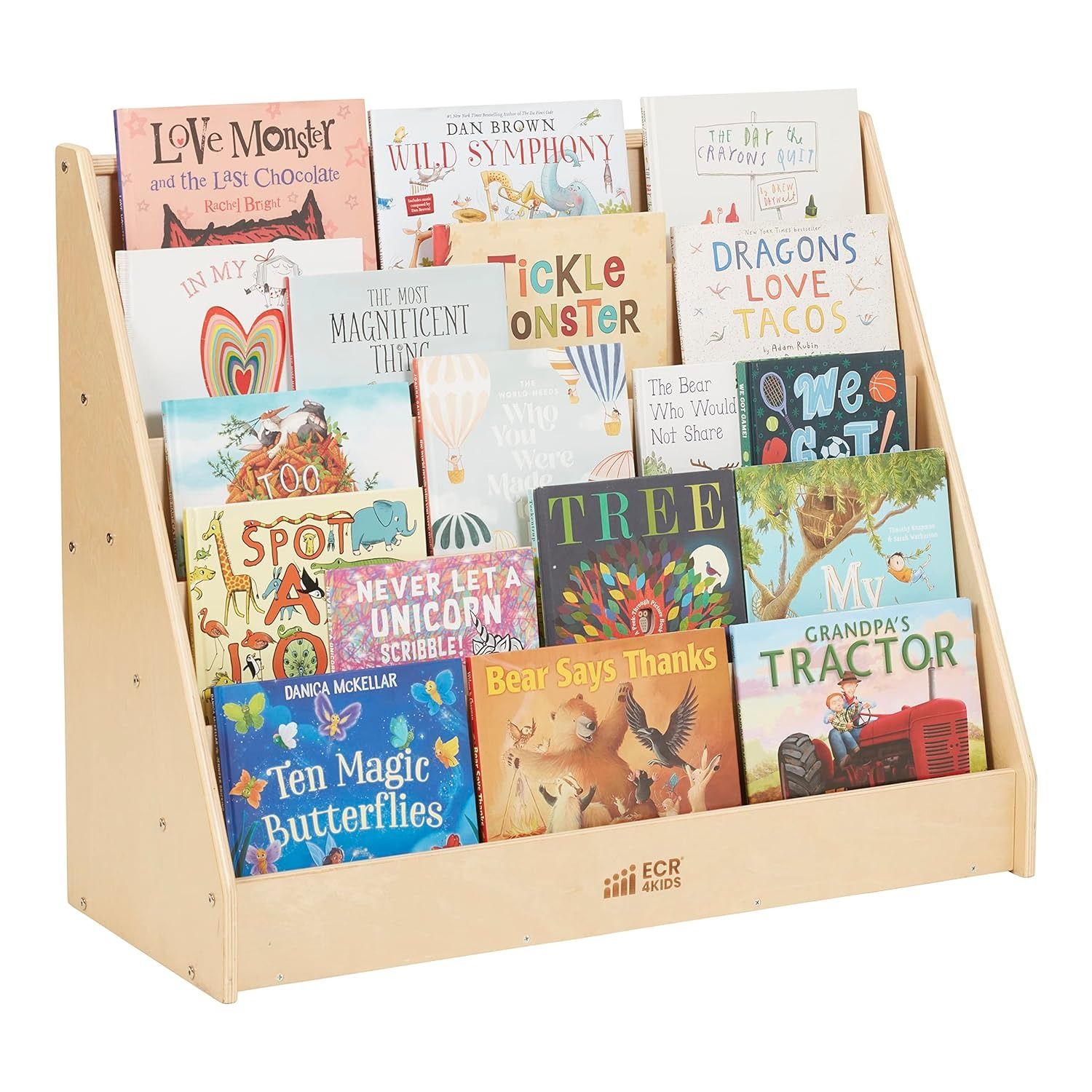 Kids Single-Sided Book Display, Classroom Bookshelf, Natural thumbnail 2