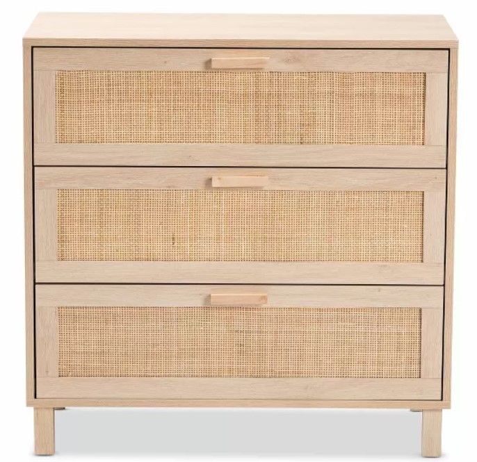 Sebille Wood with Natural Rattan 3 Drawer Storage Chest thumbnail 3