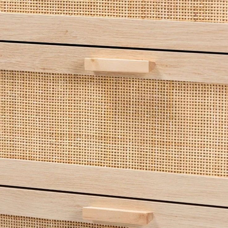 Sebille Wood with Natural Rattan 3 Drawer Storage Chest thumbnail 4