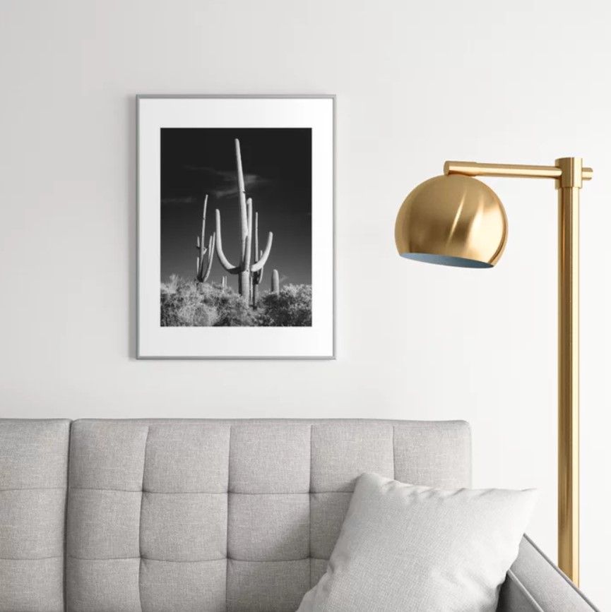 Black and White Saguaro Cactus Photo Framed Art thumbnail 2