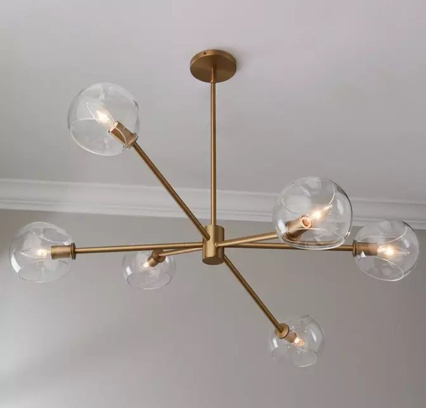 Xaviero Glass Chandelier 6 light thumbnail 2