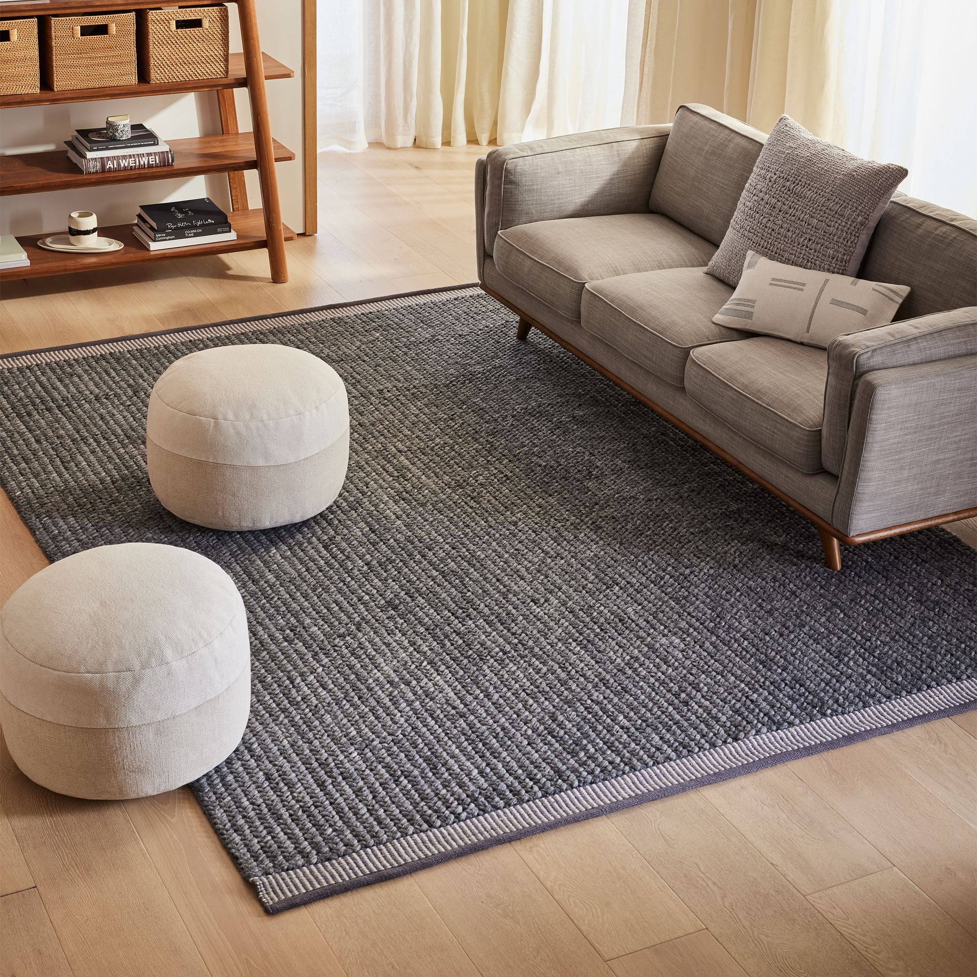 Cotton Canvas Round Pouf thumbnail 2