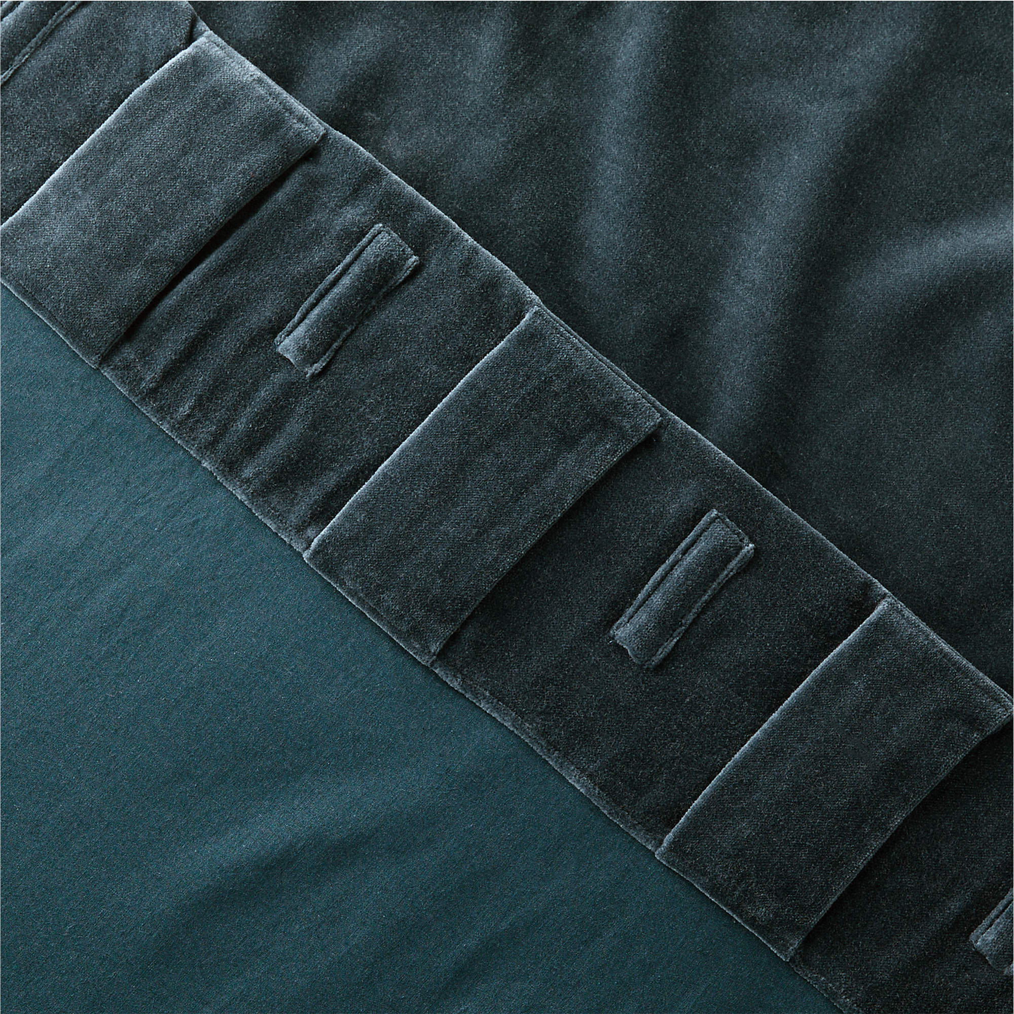 Dark Teal Organic Cotton Velvet Window Curtain Panel 48x120'' thumbnail 3