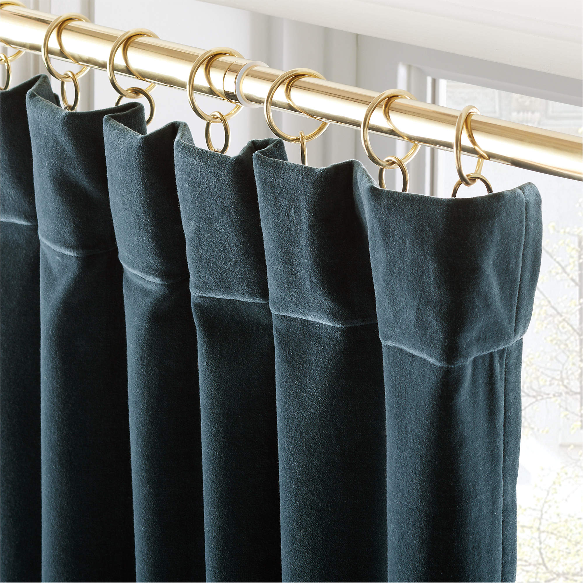 Dark Teal Organic Cotton Velvet Window Curtain Panel 48x120'' thumbnail 4