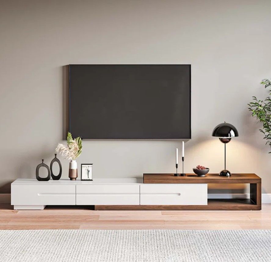 Dahnya Wood Extendable TV Stand Wood Media Console thumbnail 3