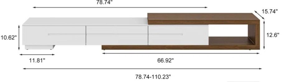 Dahnya Wood Extendable TV Stand Wood Media Console thumbnail 4