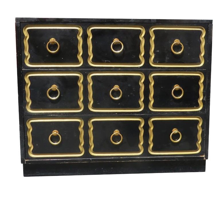 Espana Style 3 Drawer Black and Gilt Dresser thumbnail 2