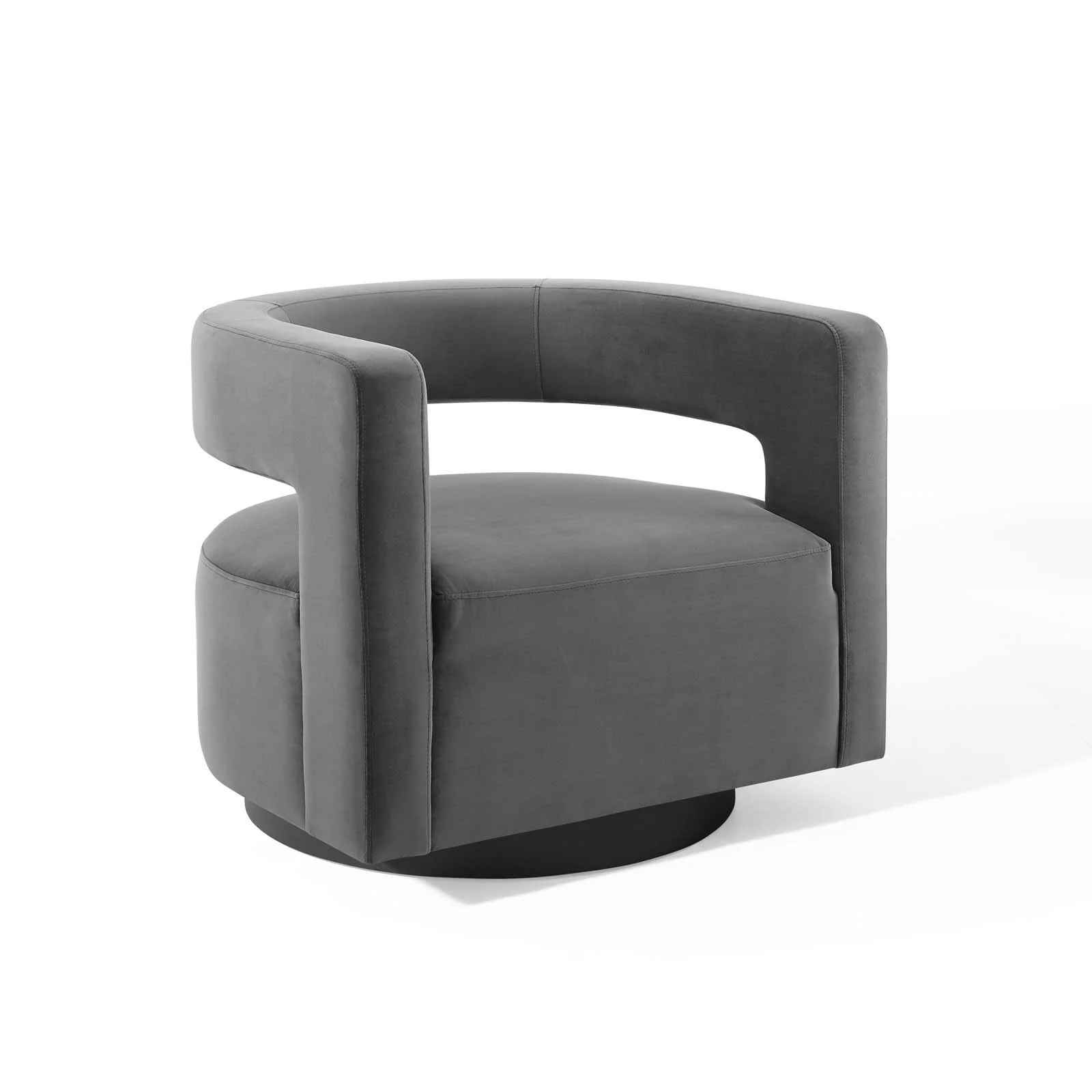 Cutout Performance Velvet Swivel Armchair Gray